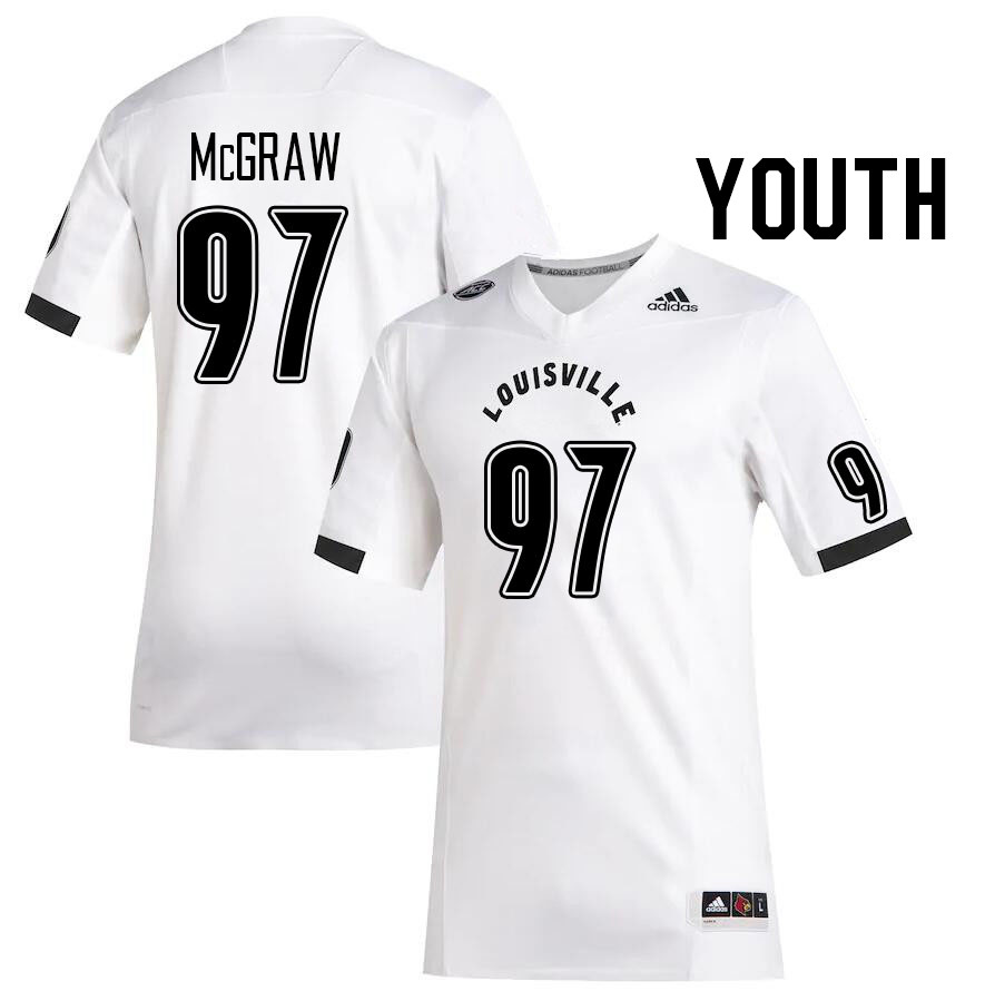 Youth #97 Rodney McGraw Louisville Cardinals College Football Jerseys Stitched Sale-White